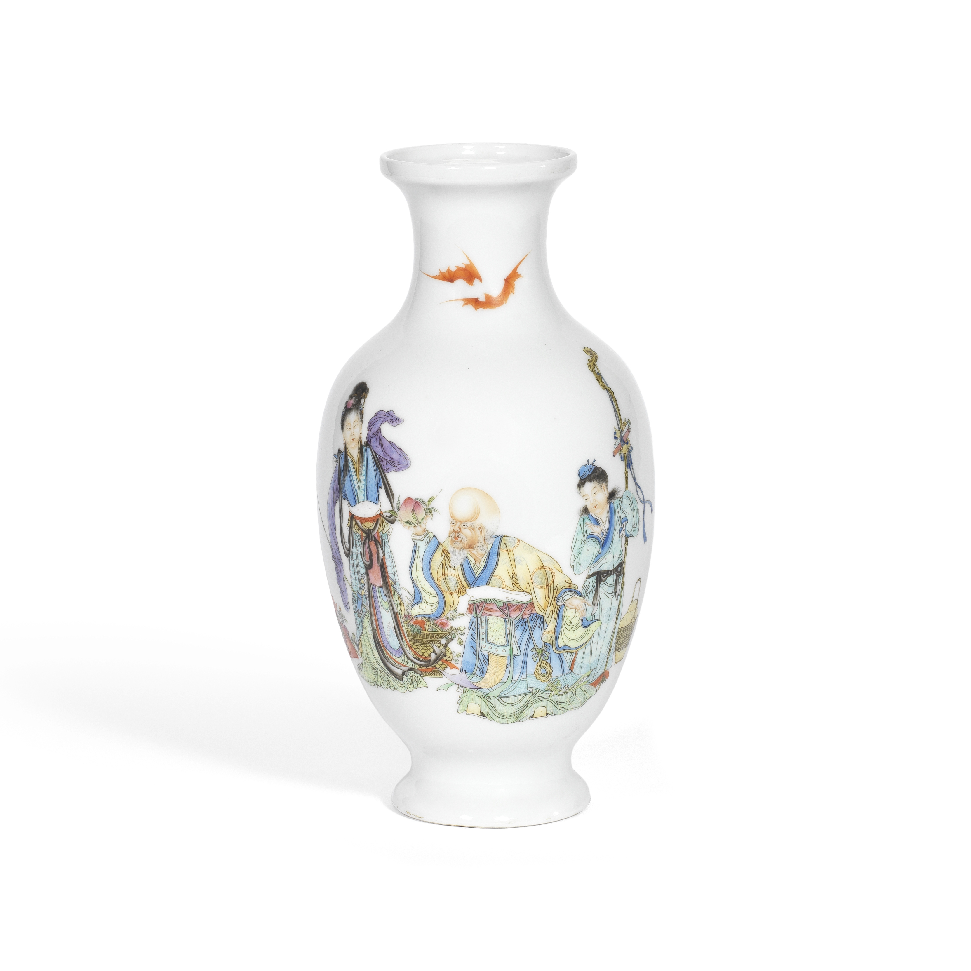 A FAMILLE ROSE 'SHOULAO' VASE Juren Tang seal mark, Republic