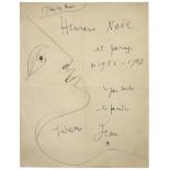 JEAN COCTEAU (1889-1963) Profil droit (signed, dated and dedicated Happy Christmas and New Year ...
