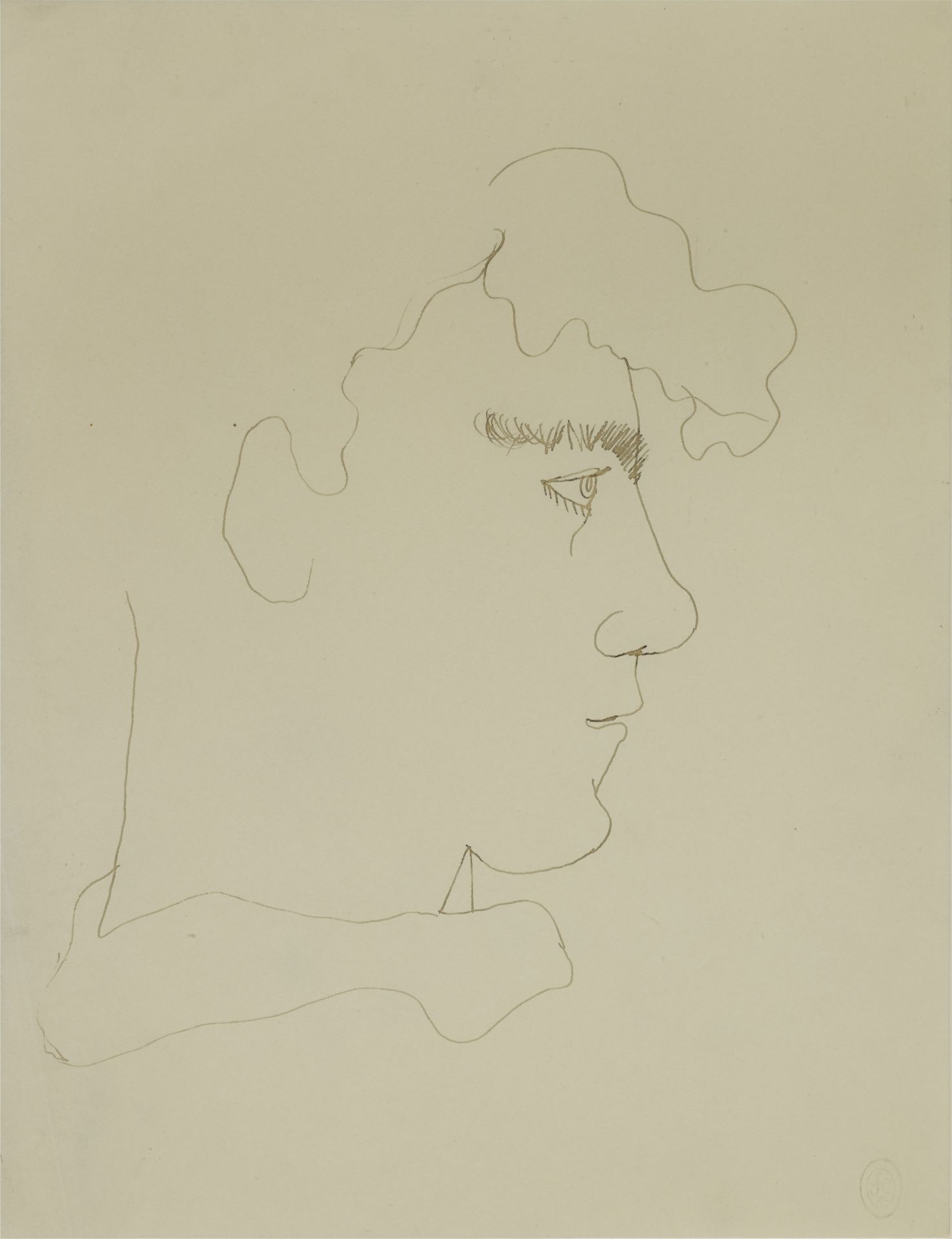 JEAN COCTEAU (1889-1963) Portrait d'Yvon Belaval ( with the atelier stamp India ink on paper)
