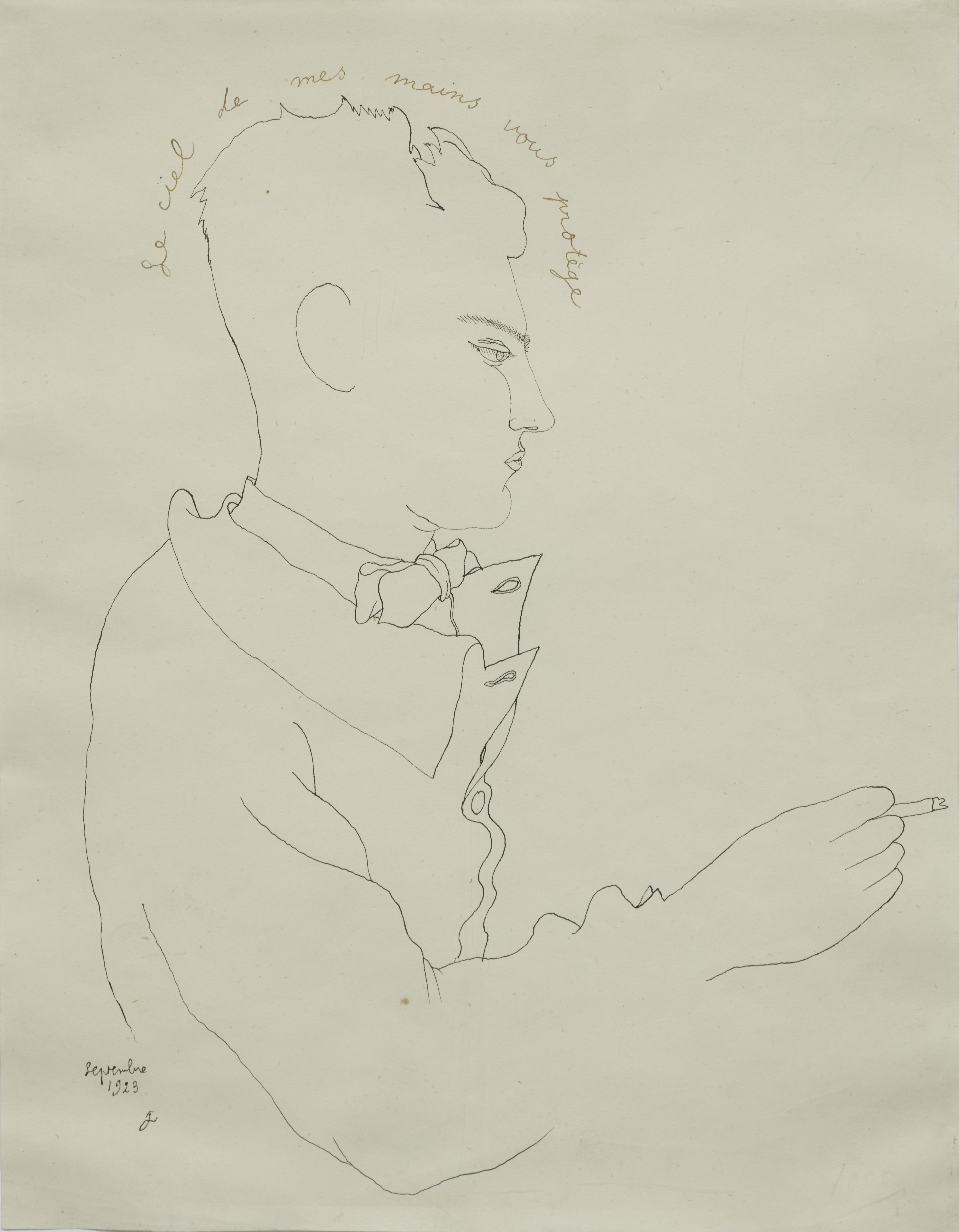 JEAN COCTEAU (1889-1963) Le ciel de mes mains vous prot&#232;ge (Cette oeuvre est accompagn&#233...