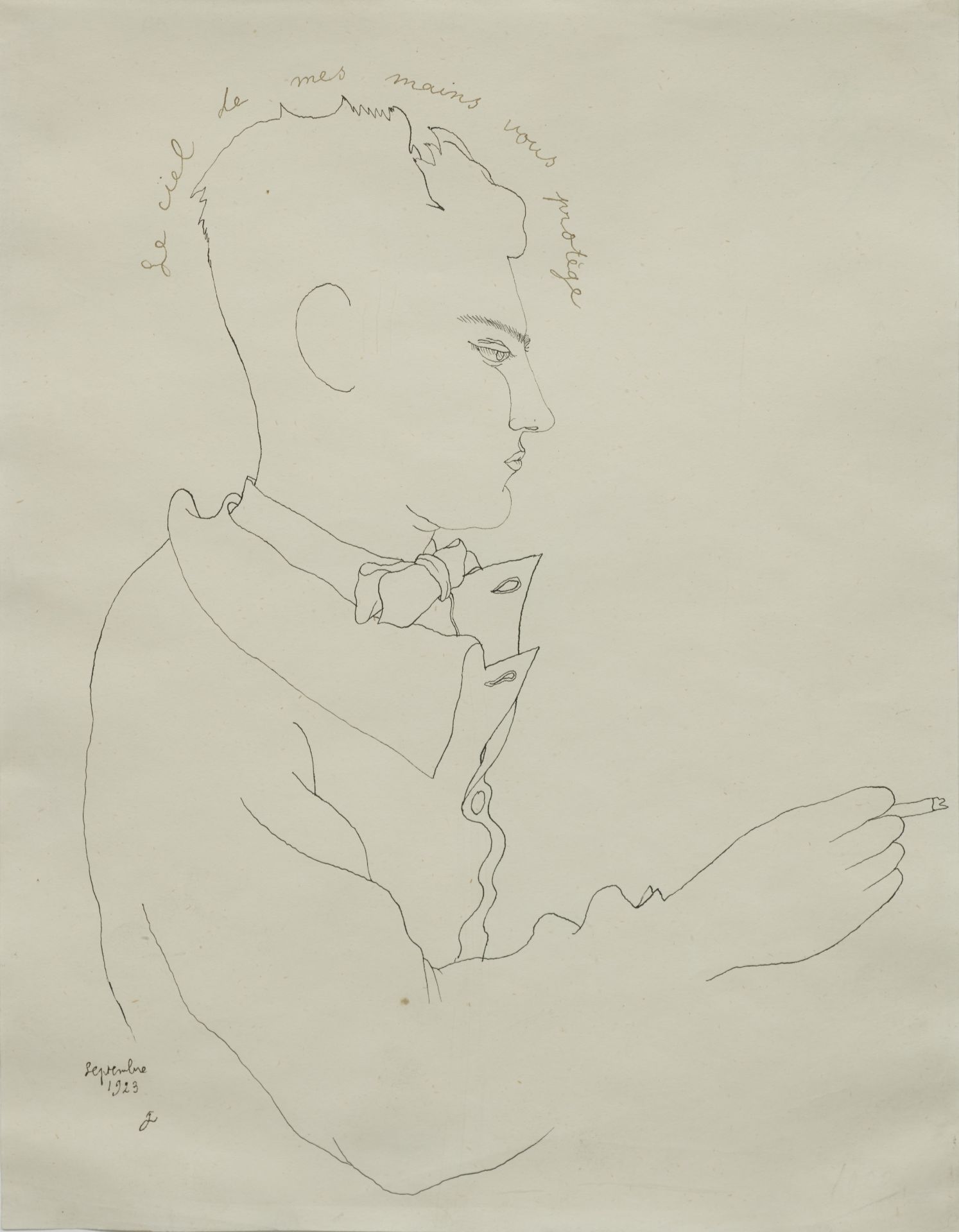 JEAN COCTEAU (1889-1963) Le ciel de mes mains vous prot&#232;ge (Cette oeuvre est accompagn&#233...