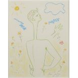 JEAN COCTEAU (1889-1963) Faune aux fleurs (Ex&#233;cut&#233; en 1957signed and dated 1957wax cray...