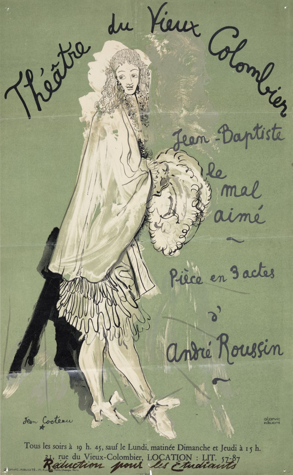 JEAN COCTEAU (1889-1963) Th&#233;&#226;tre du Vieux Colombier, Jean-Baptiste le mal aim&#233; (Co...