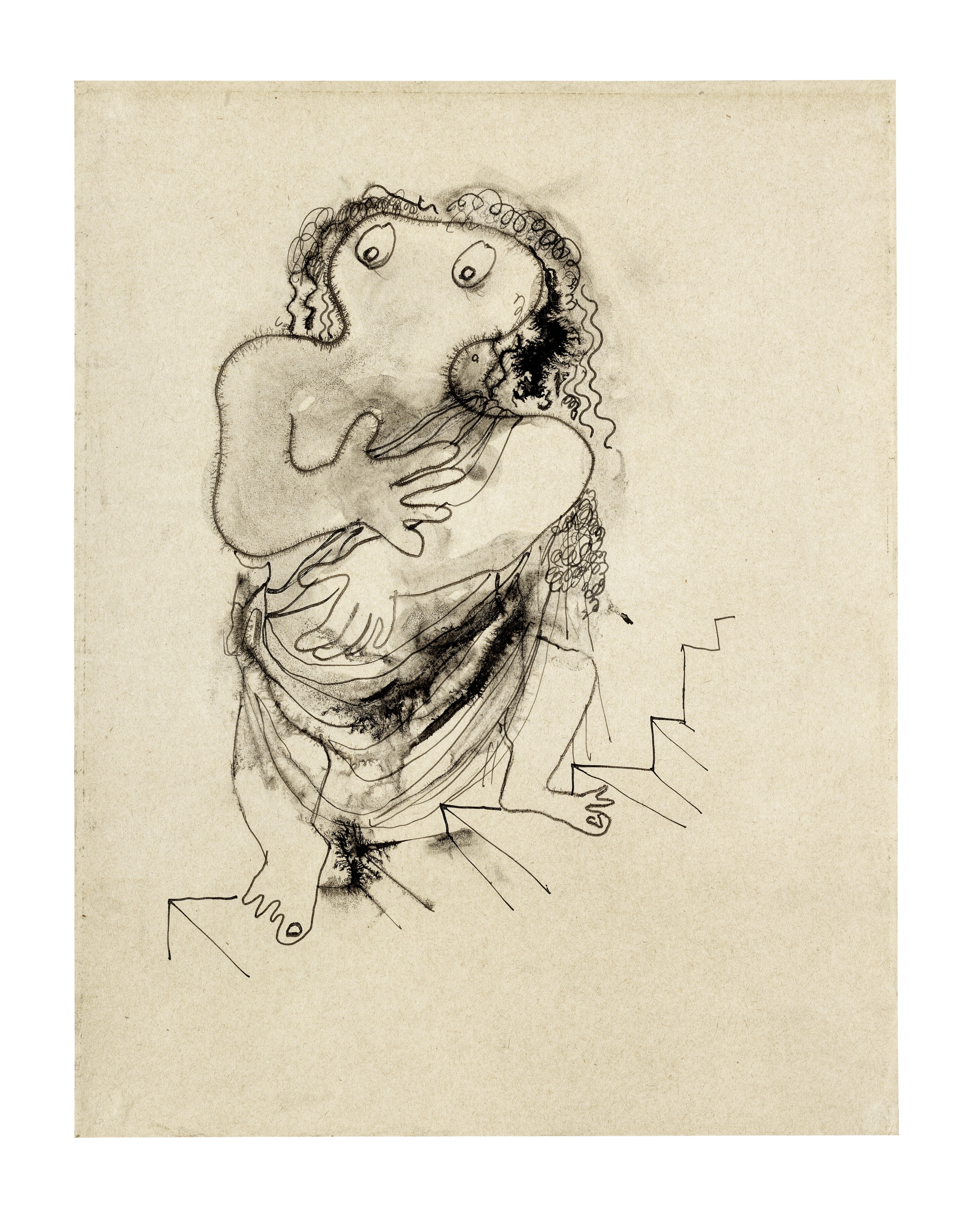 Jean Cocteau (1889-1963) La trage&#769;die descendant des degre&#769;s (Ex&#233;cut&#233; vers 19...