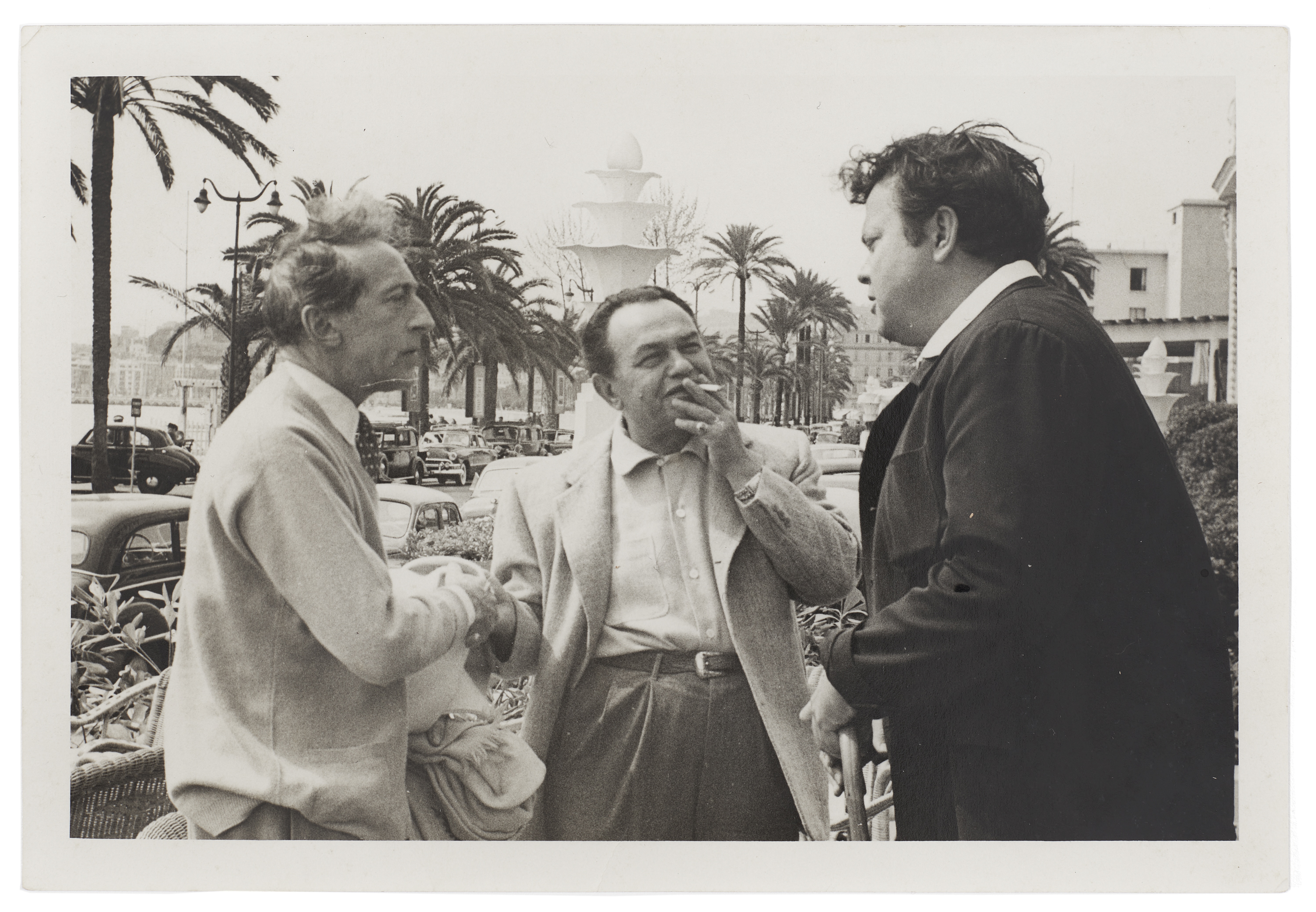 J. FENEYROL Jean Cocteau, Orson Wells, Edward G. Robinson au Festival de Cannes; Cocteau le magn...