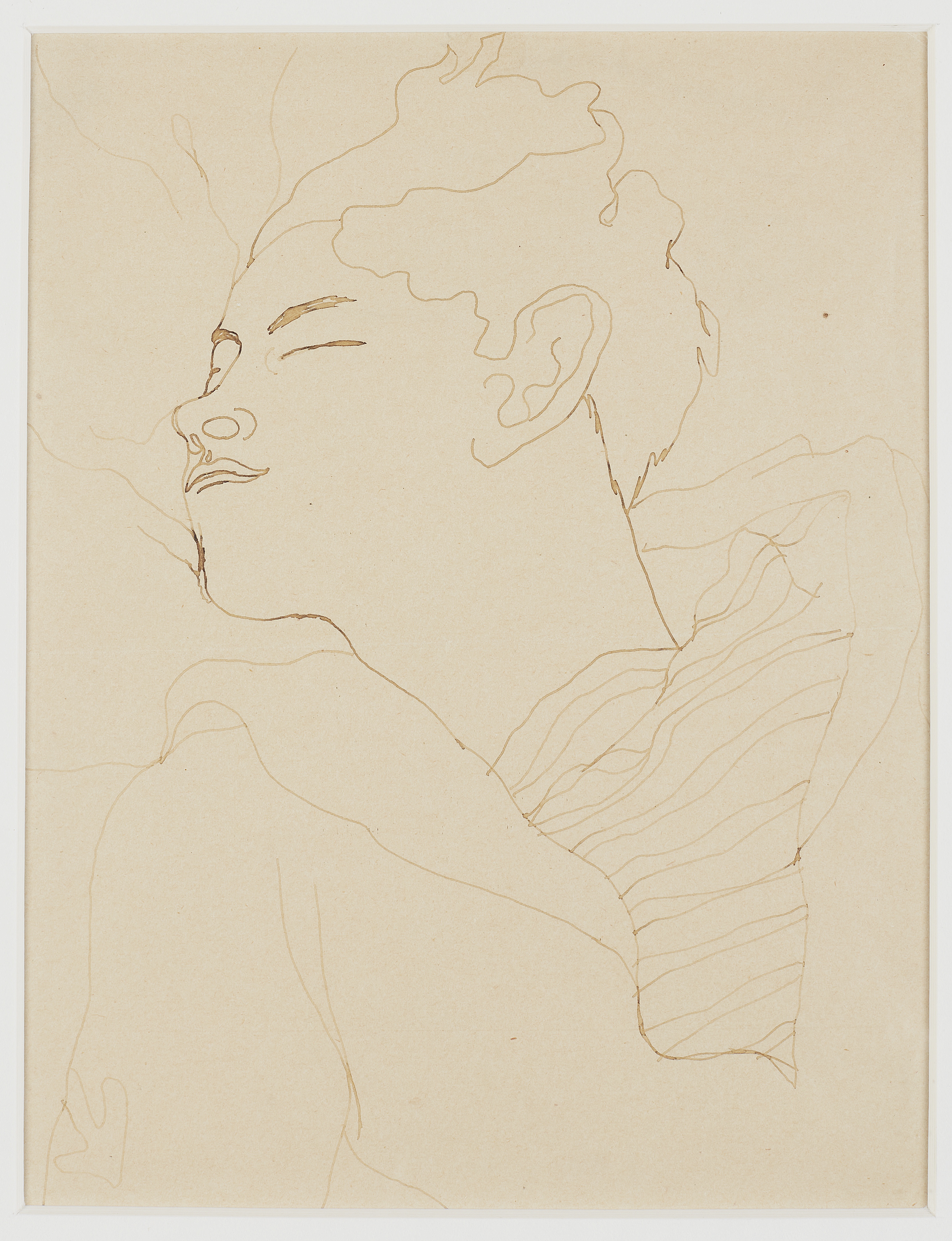 JEAN COCTEAU (1889-1963) Portrait de Jean Desbordes endormi,1929 (India ink on paper)