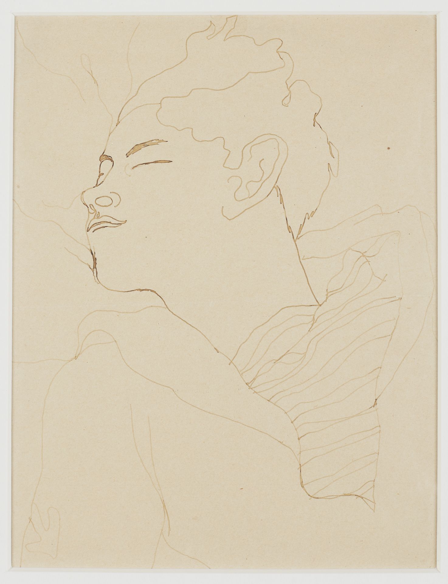 JEAN COCTEAU (1889-1963) Portrait de Jean Desbordes endormi,1929 (India ink on paper)