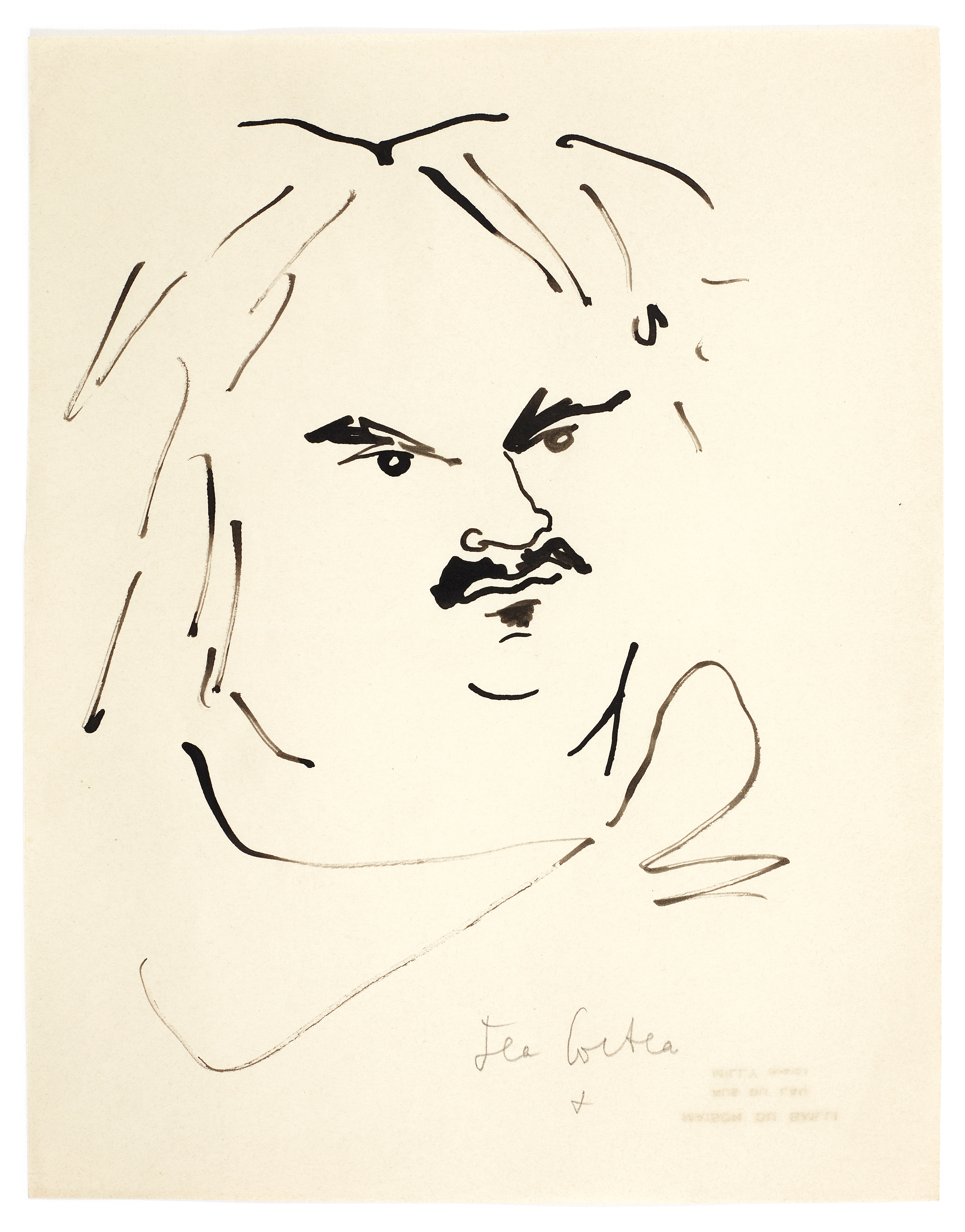 JEAN COCTEAU (1889-1963) Portrait d'Honor&#233; de Balzac (Ex&#233;cut&#233; en 1948signedIndia i...