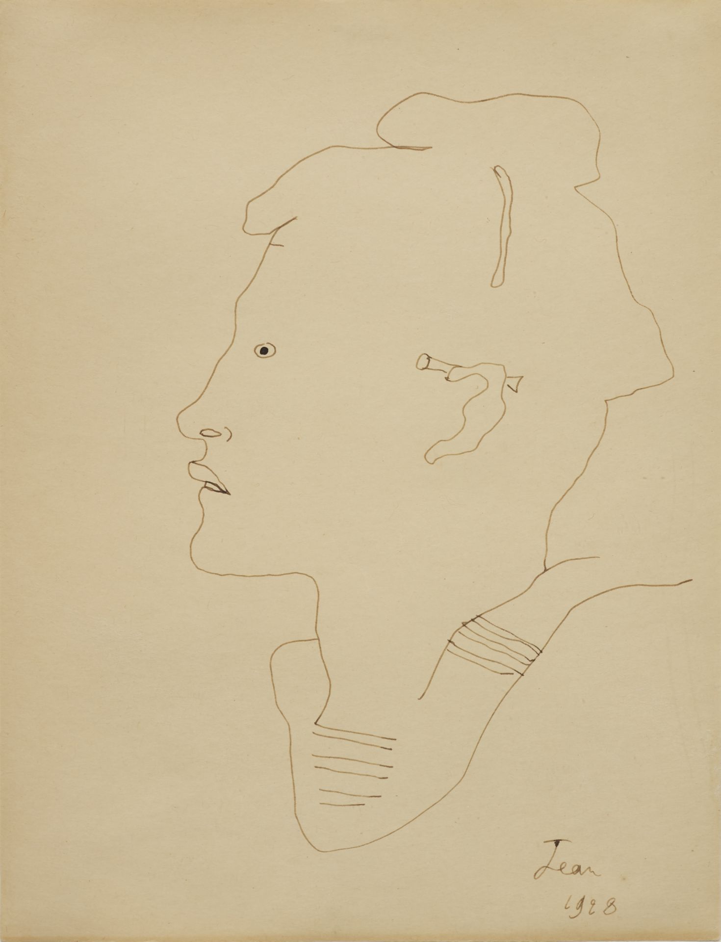 JEAN COCTEAU (1889-1963) Marin &#224; la cigarette sur l'oreille (Ex&#233;cut&#233; en 1928. Ce ...