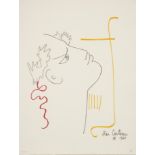 JEAN COCTEAU (1889-1963) Orph&#233;e &#224; la lyre; Profil brun et rouge ; 57 x 37cm (2) (with t...