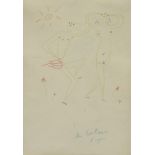 JEAN COCTEAU (1889-1963) Couple joyeux sous le soleil (Ex&#233;cut&#233; en 1950 signed and date...