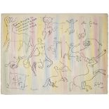 Jean Cocteau,les centaures, 1956 lithographie r&#233;hauss&#233;e