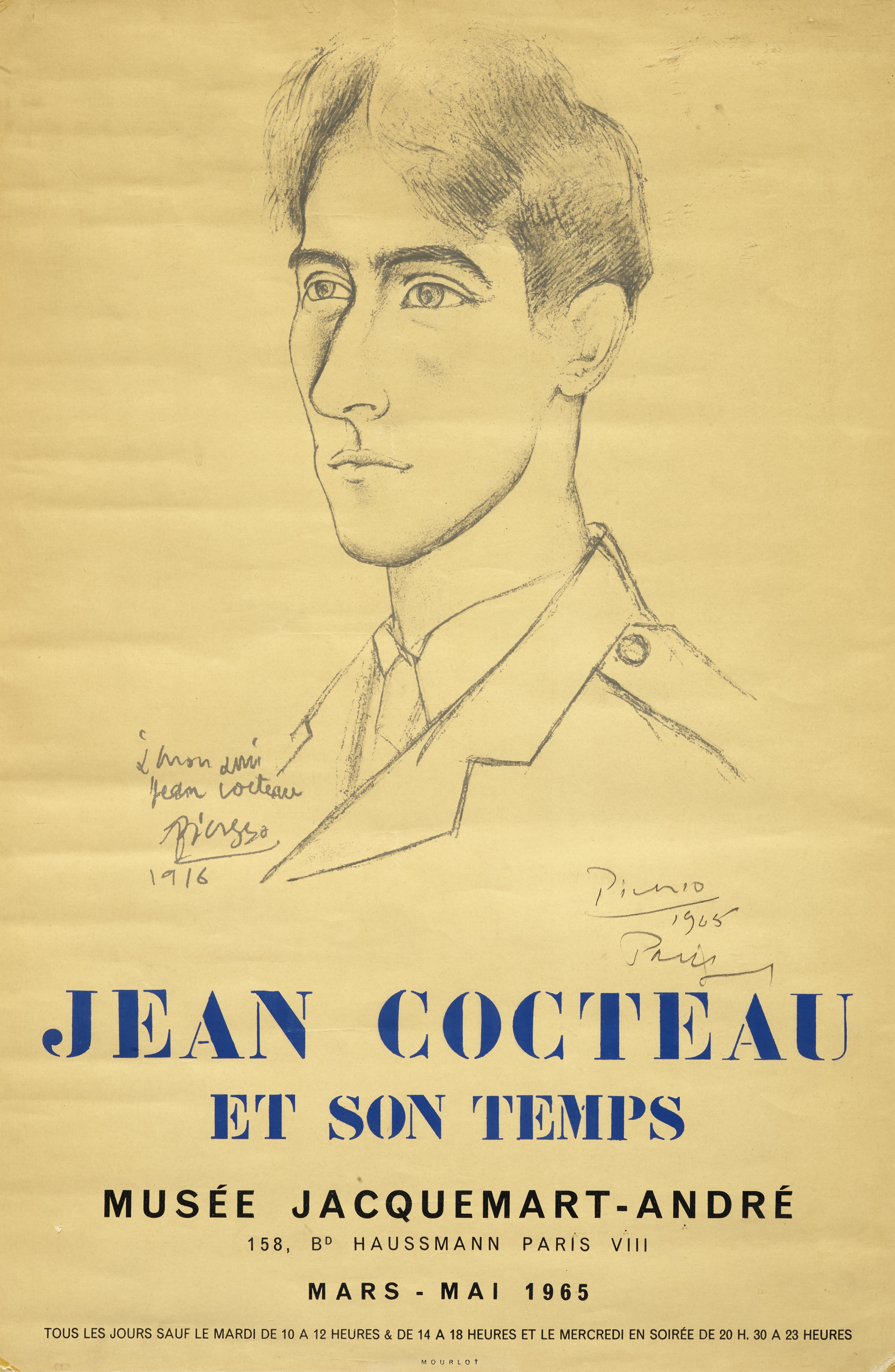 PABLO PICASSO (1881-1973) Affiche Exposition - Jean Cocteau et son temps- Mus&#233;e Jacquemart-...