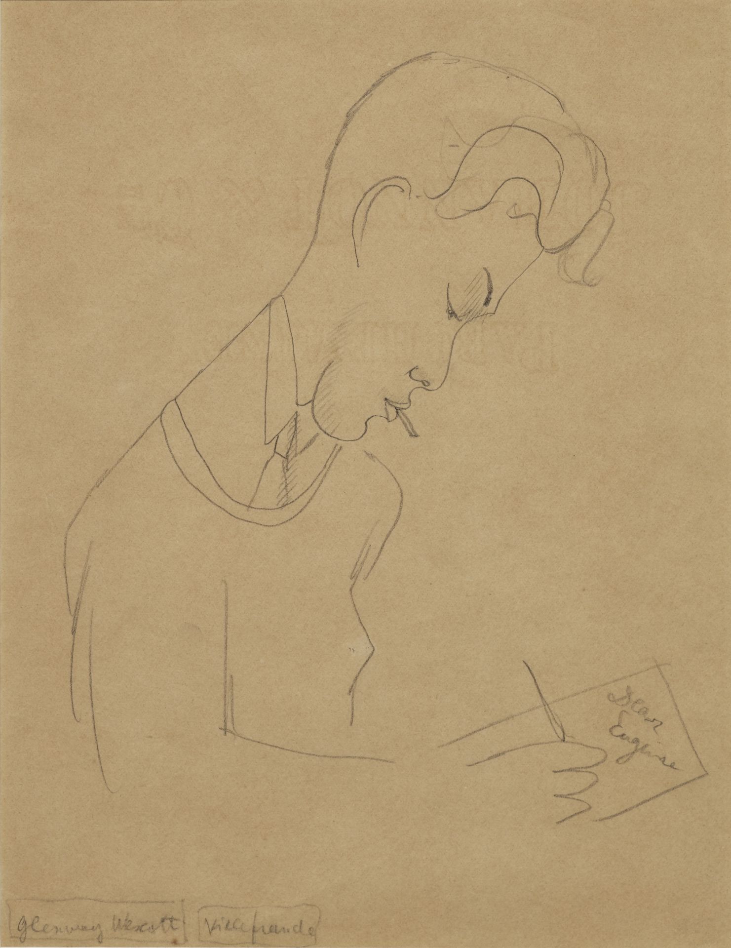 JEAN COCTEAU (1889-1963) Glenway Wescott &#233;crivant une lettre (Ex&#233;cut&#233; circa 1925 ...