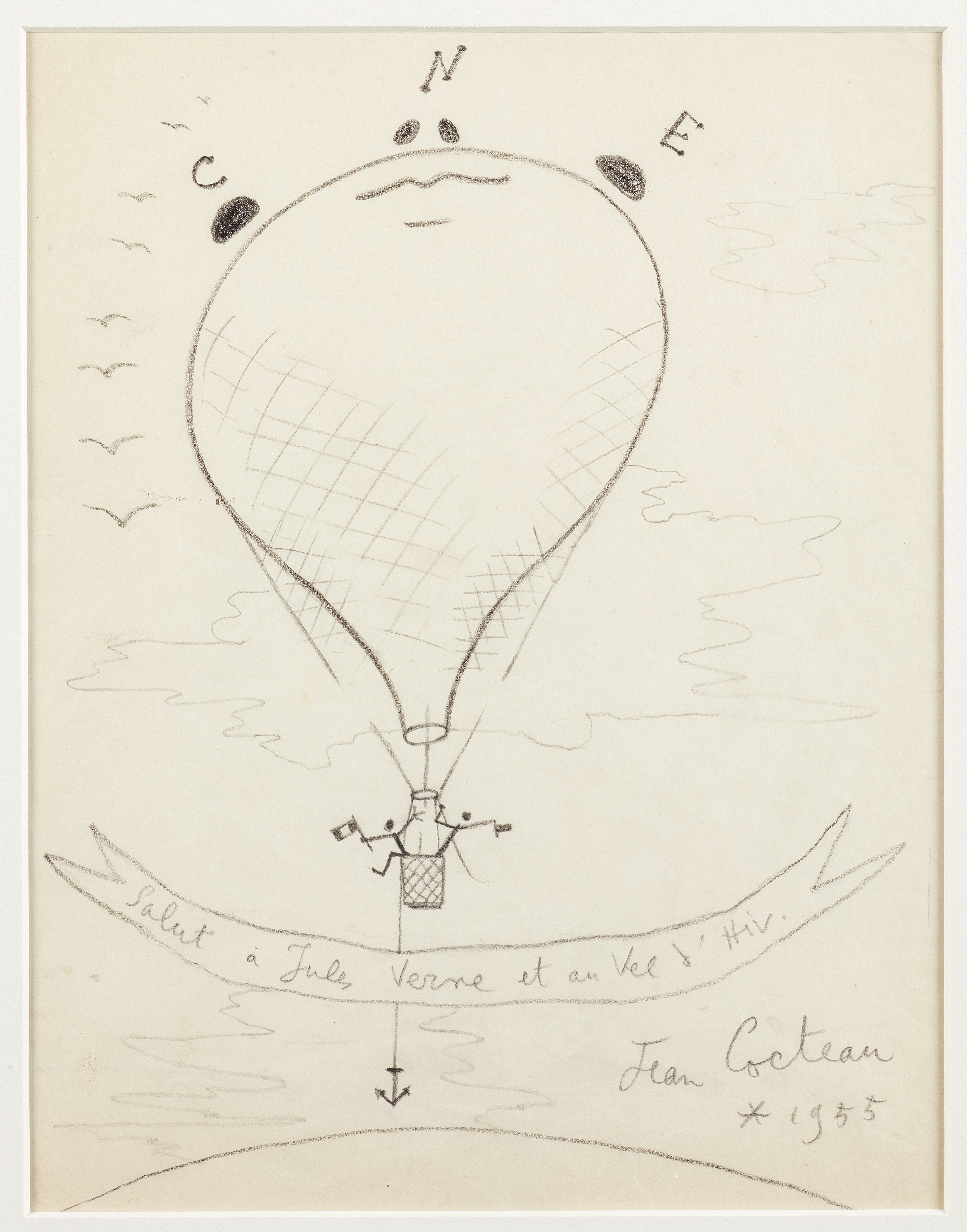 JEAN COCTEAU (1889-1963) Un ballon en plein ciel (Ex&#233;cut&#233; en 1955 signed, dated 1955 a...