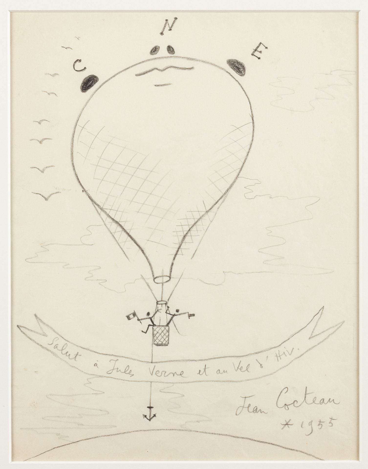 JEAN COCTEAU (1889-1963) Un ballon en plein ciel (Ex&#233;cut&#233; en 1955 signed, dated 1955 a...