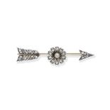 DIAMOND AND PEARL-SET ARROW BROOCH,