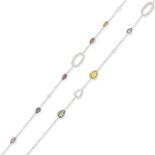 VARI-COLOURED SAPPHIRE AND DIAMOND LONGCHAIN