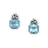 BLUE TOPAZ AND DIAMOND EARRINGS