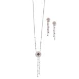 PINK TOPAZ AND DIAMOND NECKLACE AND EARCLIP SUITE (2)