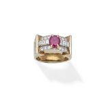 RUBY AND DIAMOND DRESS RING,