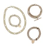 THREE GOLD BRACELETS AND NECKLACE (4)