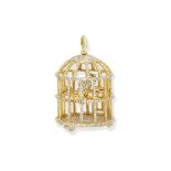 DIAMOND-SET BIRD CAGE PENDANT