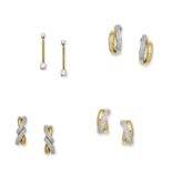 FOUR PAIRS OF DIAMOND-SET EARRINGS (4)