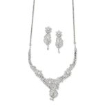 DIAMOND NECKLACE AND PENDENT EARRING SUITE (2)