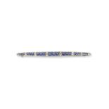 SAPPHIRE AND DIAMOND BAR BROOCH,