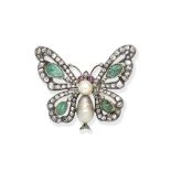 DIAMOND AND GEM-SET BUTTERFLY BROOCH,