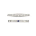 DIAMOND BAR BROOCH AND SAPPHIRE AND DIAMOND BAR BROOCH (2)