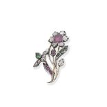 MULTIGEM-SET FLOWER BROOCH