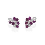 RUBY AND DIAMOND EARCLIPS,