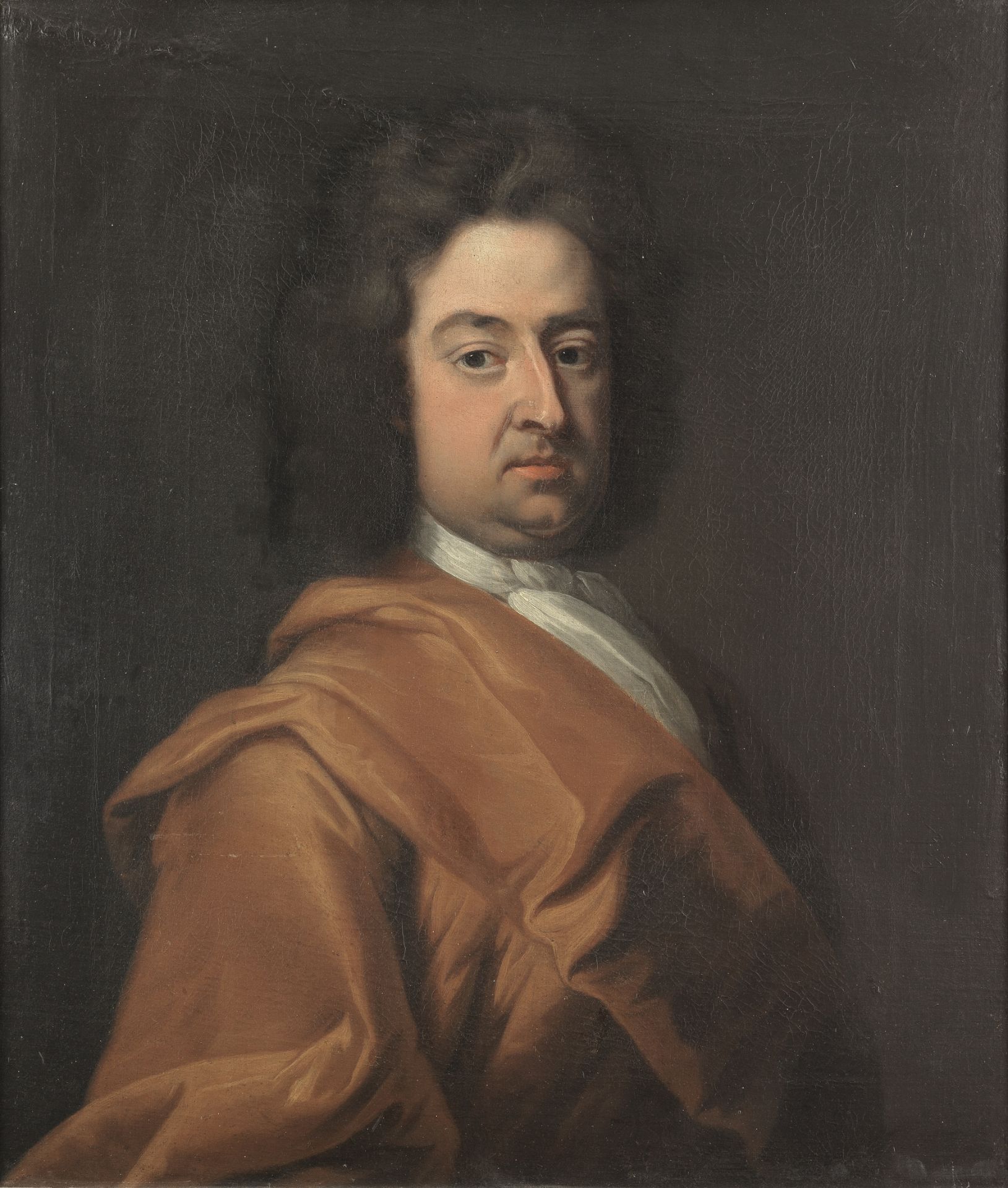 English School, 18th Century Portrait of a gentleman, bust-length, in a brown cloak