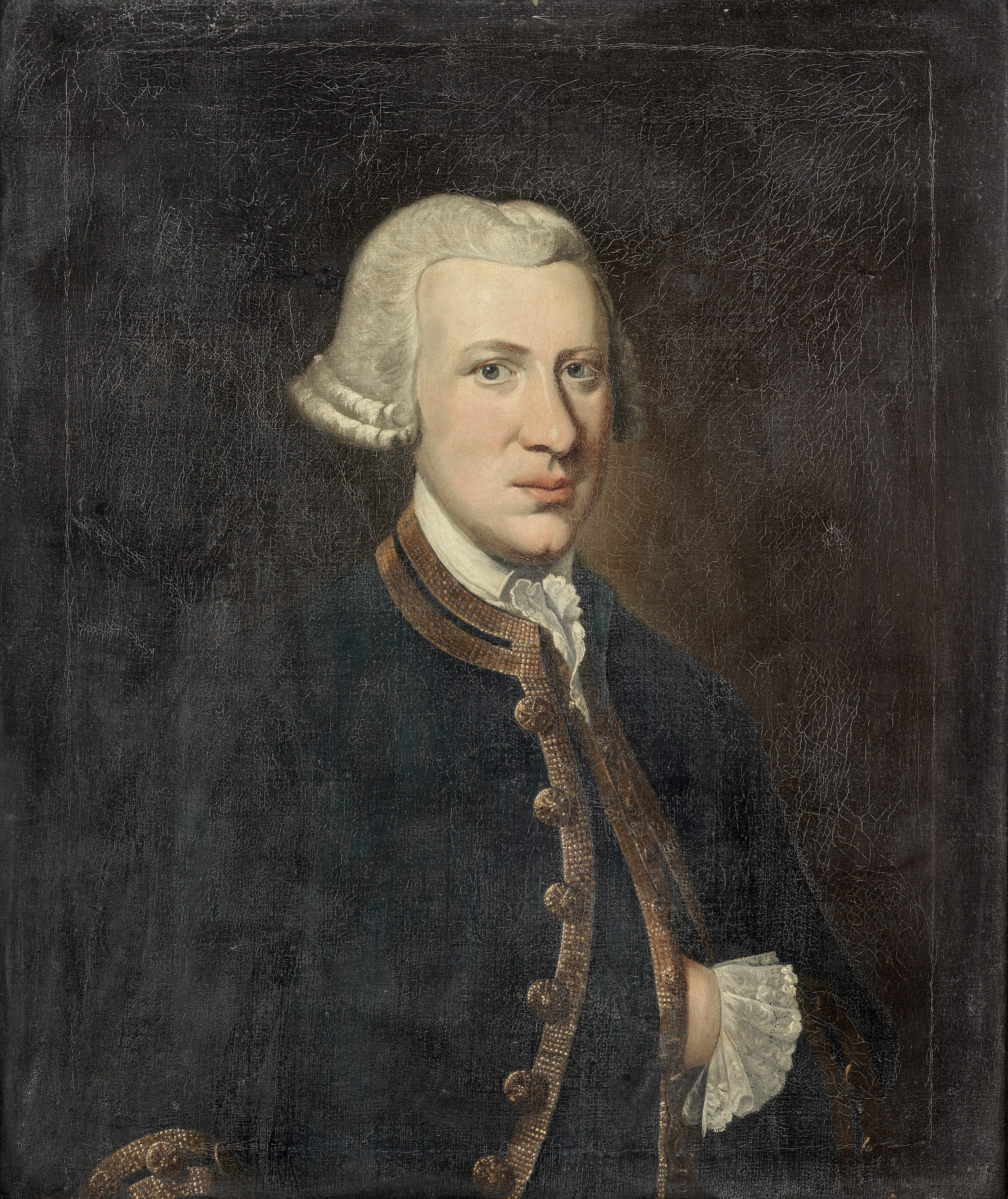 English School, mid 18th Century Portrait of a naval officer, half-length, in uniform