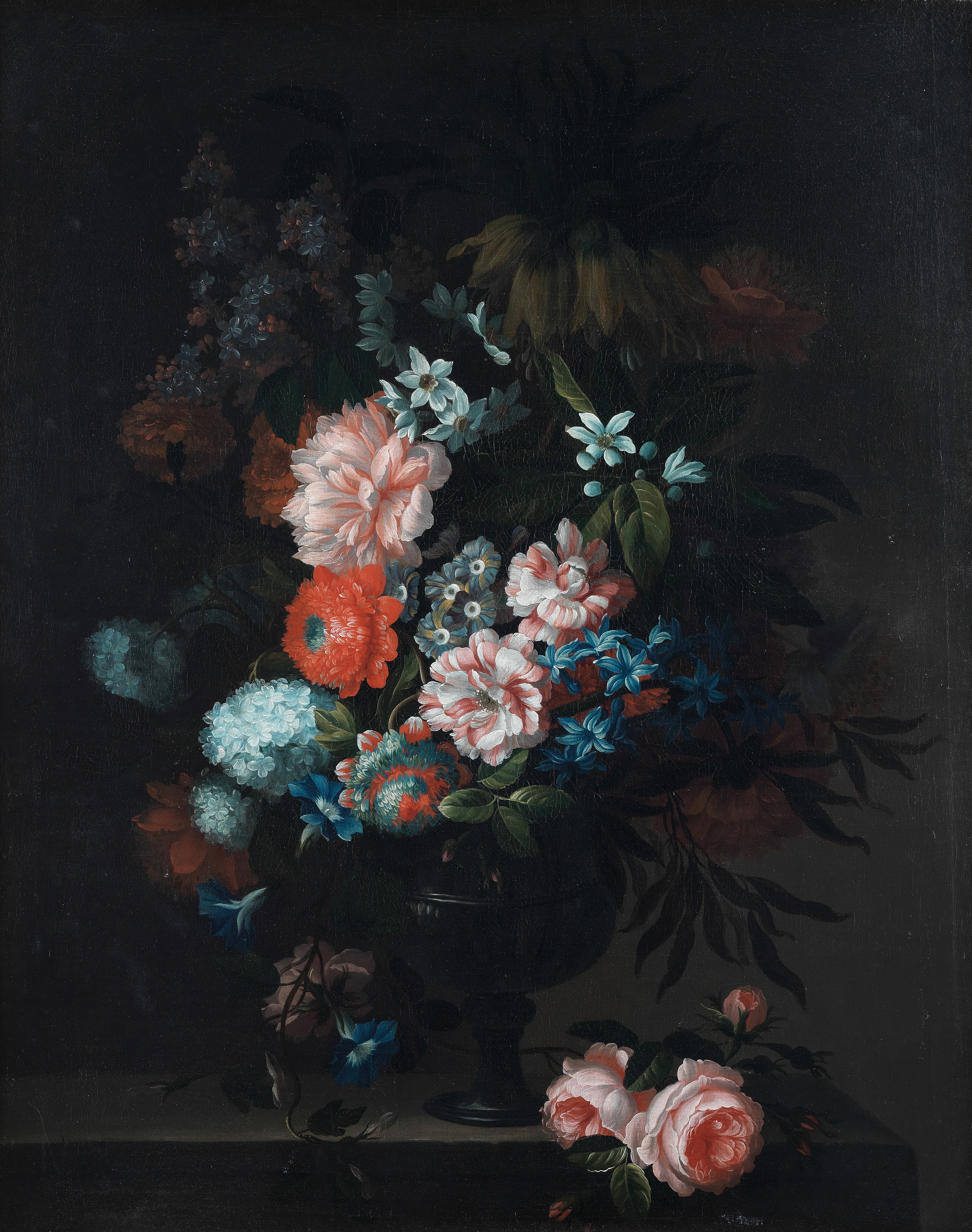 Attributed to Pieter Hardime (Antwerp 1677-1758) Roses, tulips, carnations and other flowers in a...