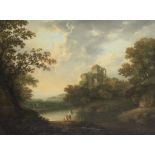 Circle of Richard Wilson R.A (Penegoes 1713-1782 Mold) Figures by a river in a landscape