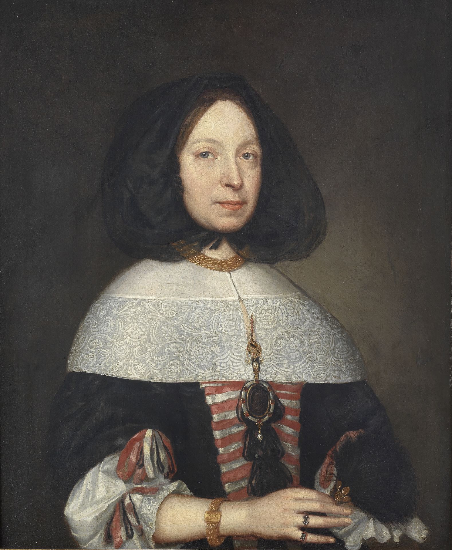 Attributed to Pieter Borselaer (Middelburg circa 1640-1731) Portrait of a lady, half-length, in a...