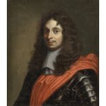 French School, 17th Century Portrait of a gentleman, half-length, in armour with a red sash