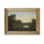 George Smith of Chichester (Chichester 1714-1776) An Italianate river landscape with a figure fis...