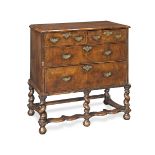 A late 17th/early 18th century walnut chest on a later stand the chest 1690-1710, the stand proba...