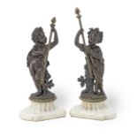 A pair of 19th century French patinated bronze figures of Bacchanalian putti (2)