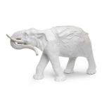 A very large 19th century Continental white porcelain model of an elephant