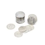 Twenty-nine Elizabeth I silver sixpences, contained in an a lidded container coins, twenty-four ...