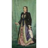 Charles Edouard Boutibonne (French, 1816-1897) Portrait of a lady wearing a silk dress