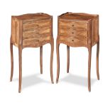 A pair of French kingwood bedside tables