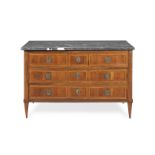 A French or North Italian walnut, purplewood banded and tulipwood crossbanded commode probably co...