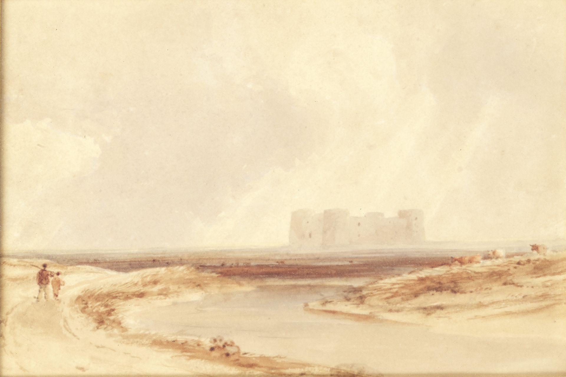 Anthony Vandyke Copley Fielding, P.O.W.S. (British, 1787-1855) Martello Towers; A border castle, ...