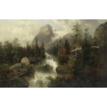Josef Thoma Jnr. (Austrian, 1828-1899) River rushing through an alpine landscape (unframed)
